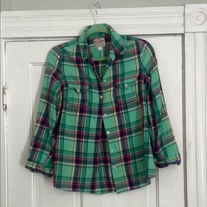 Old Navy Green and Blue Button Down Shirt